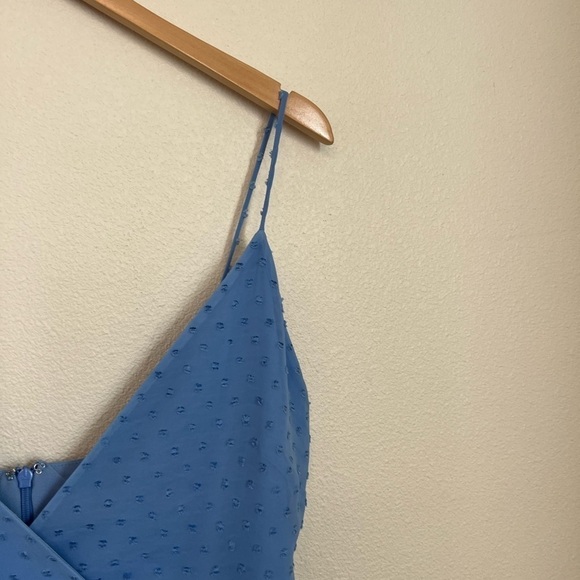 NWT NBD Swissdot Ruched Side Andre Ruched Midi Dress in Blue - Picture 6 of 9